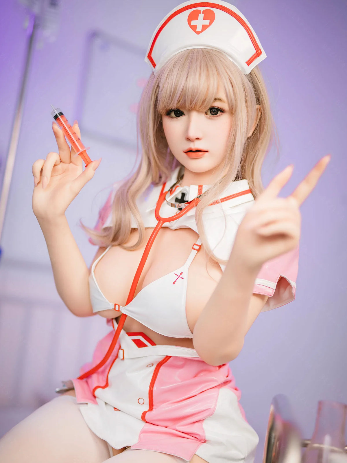 S4089-155Mcm(5.1ft)-38kg 2.2cf E Cup Silicone Japanese Nurse Uniform Sex Doll – Medical Attire Love Doll｜AITIA Doll