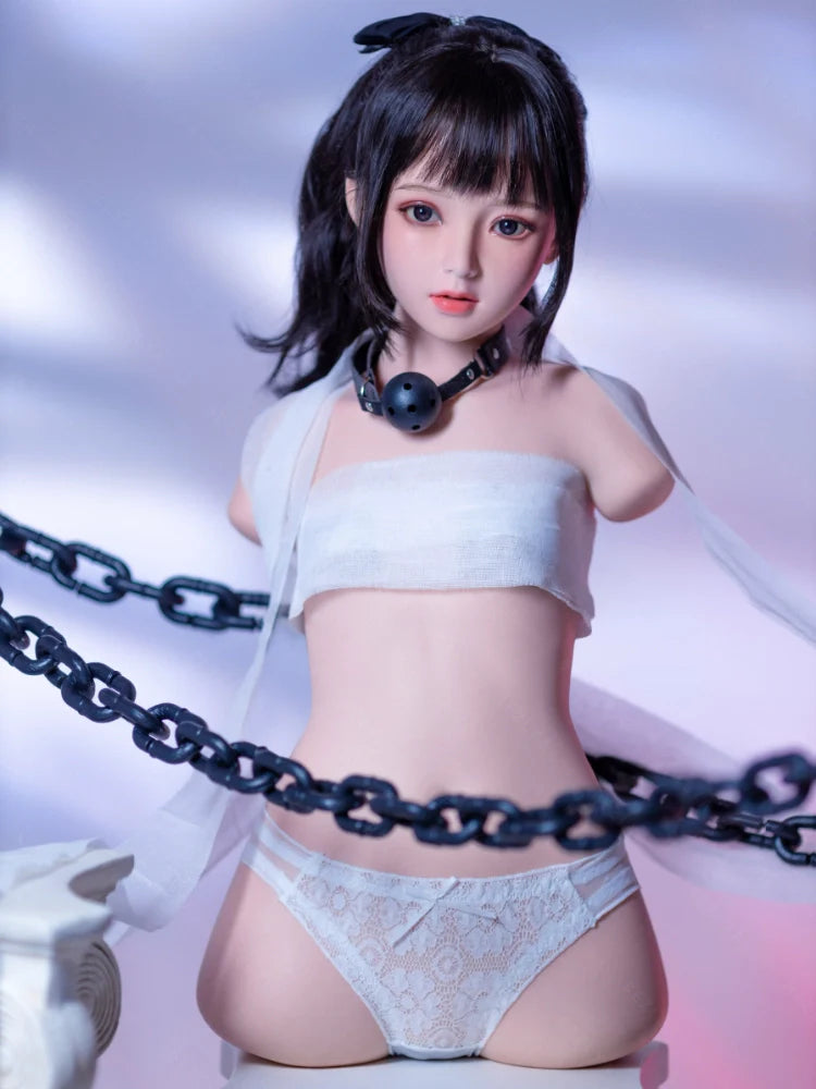 H167-Flat Chest Mini Japanese Silicone Torso Sex Doll With Head– Portable, Discreet, and Affordable｜Bezlya Doll 40.5lb/77cm 2.1  AA Cup