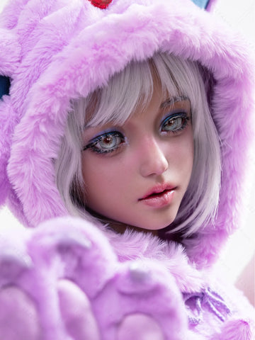 S4060-155Mcm(5.1ft)-38kg 2.2cf E Cup Cartoon Sex Doll in Purple Plush Cat Costume – Realistic Silicone Anime Catgirl Doll for Adults｜AITIA Doll