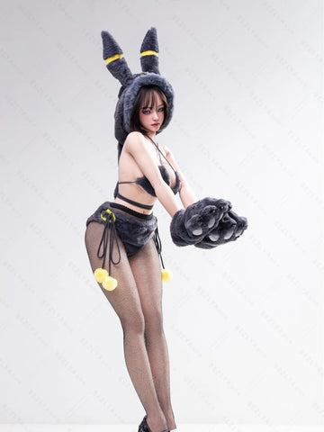 S4061-155Mcm(5.1ft)-38kg 2.2cf E Cup Sex Doll with Black and Yellow Plush Ears – Realistic Silicone Anime Bunny Girl for Adults｜AITIA Doll