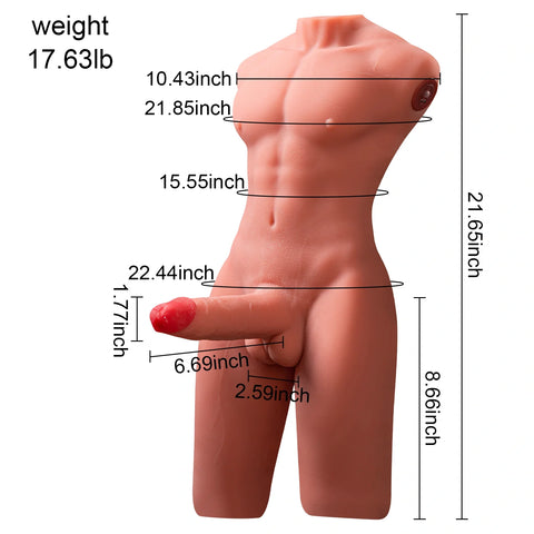 H238-Electric Male Femboy Sex Doll Torso Adult Toys|xingse-17.63lb 6.69″ Dildo