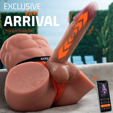 H173- 15.43lbs TPR 9.4in Dildo Detachable Vabrating AI Male Torso Sex Doll【IN Stock US】 | Xinse