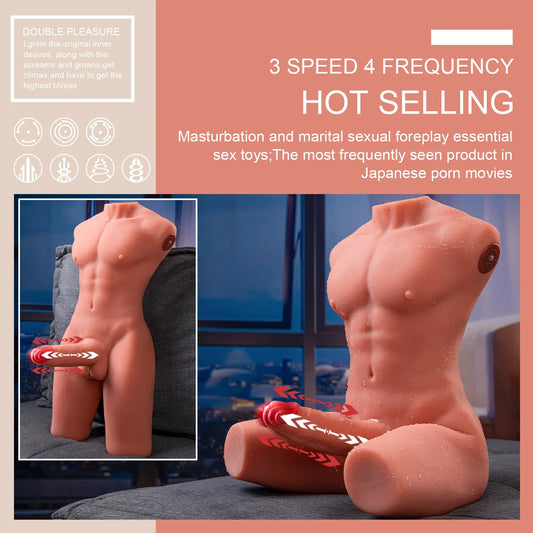H238-Electric Male Femboy Sex Doll Torso Adult Toys|xingse-17.63lb 6.69″ Dildo