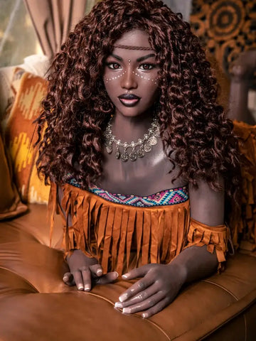 S641-156cm/5ft1  E Cup Best Black realistic ebony Silicone Sex Doll｜Starpery Doll