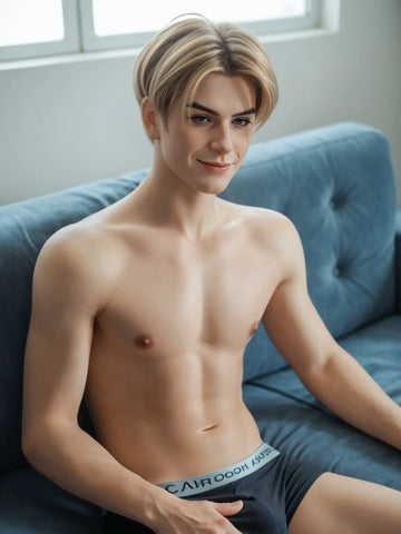 S2218—7.1in Dildo Chinese Femboy life size Male Sex Doll Electric Penis - SY Doll-160cm/5ft2-45.5kg