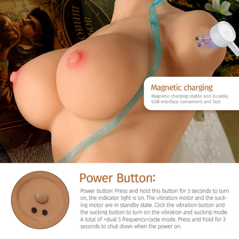 H205-Vibrating & Sucking Robot Sex Doll Torso|xingse-15.4lb/16.14inch