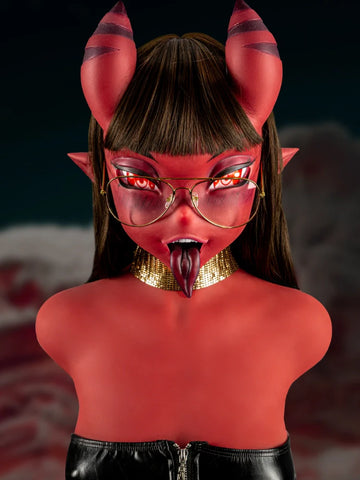 H12-(64.6lb) Meru Anime Alien Sex Doll Torso with Flat Chest|Silicone Head Red Skin Torso Pro
