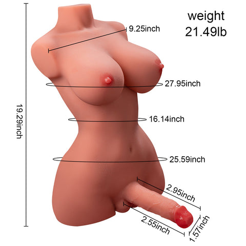 H239-Electric Femboy Trans Shemale Sex Doll Torso|xingse-21.49lb D Cup 3inch Dildo