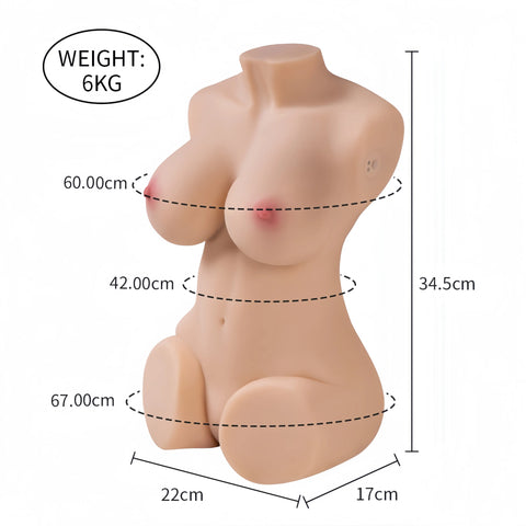 H207-Vibrating & Sucking Mini Sex Doll Torso|xingse-13.2lb/13.6inch