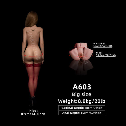 M38-(20lb ) Black-Sexy and Real Realistic 3D Ass Sex Doll Torso