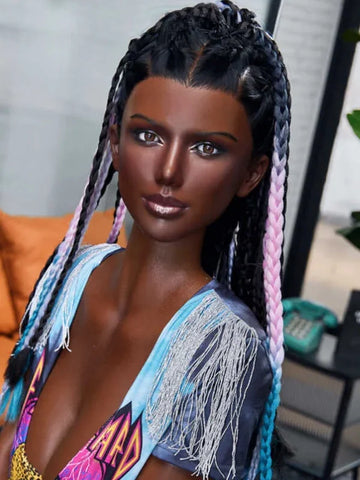 F308 【Irontech Doll Head】Silicone Black Sex Doll Head Only