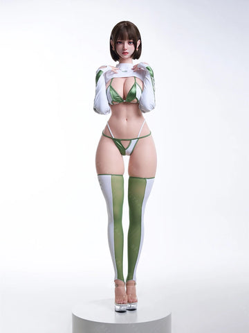 S4077-155cm(5.1ft)-38kg 2.2cf E Cup Silicone Japanese Young Sex Doll with Green Eyes & Short Hair Sex Doll｜AITIA Doll