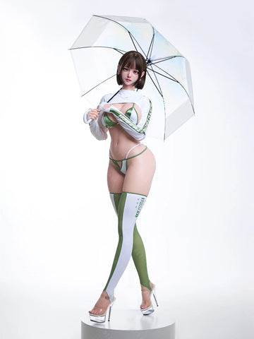 S4077-155cm(5.1ft)-38kg 2.2cf E Cup Silicone Japanese Young Sex Doll with Green Eyes & Short Hair Sex Doll｜AITIA Doll
