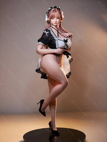 S3442-Pink Twin Tails Maid Style Japanese Silicone Japanese Cosplay Sex Doll With 3 Love Holes Young Sex Doll｜Bezlya Doll 155cm(5.12ft)-34.5kg 2.1 I Cup