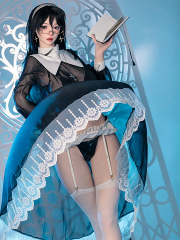 S4072-168cm(5.6ft)-42.5kg 2.2u E Cup Japanese Cosplay Sex Doll Naughty Nun Style With Glasses Realistic Silicone Body With 3 Love Holes｜AITIA Doll