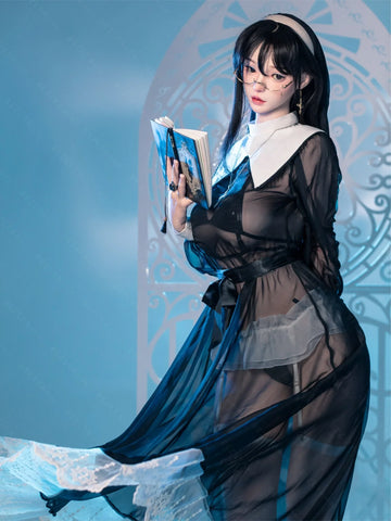 S4072-168cm(5.6ft)-42.5kg 2.2u E Cup Japanese Cosplay Sex Doll Naughty Nun Style With Glasses Realistic Silicone Body With 3 Love Holes｜AITIA Doll