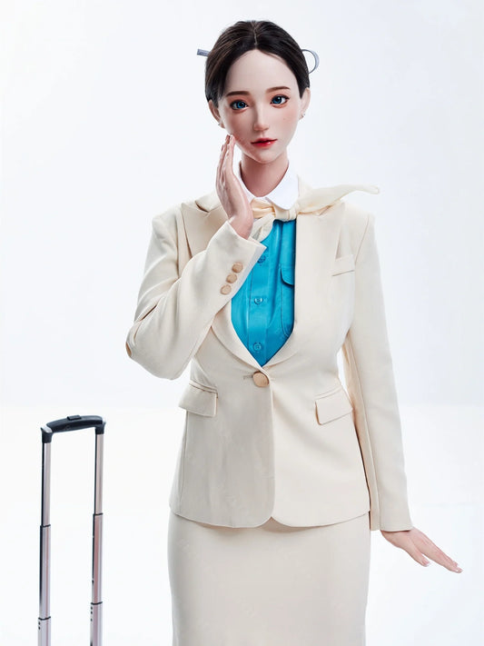S4066-163Mcm(5.4ft)-37kg 2.2cf E Cup Silicone Japanese Flight Attendant Sex Doll – Cabin Crew Roleplay Love Doll｜AITIA Doll