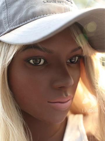 S4143—157cm/5ft2-54kg K Cup TPE Body + Silicone Head Black BBW Sex Doll | LilyDoll