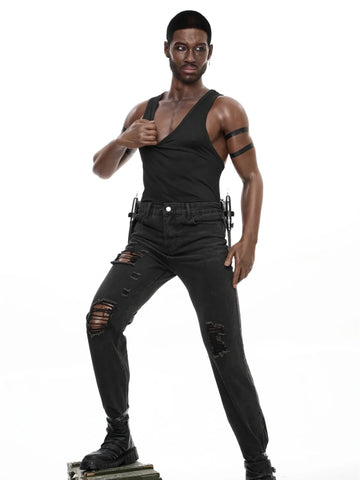 S1493-Femboy Ebony Male Silicone Sex Doll -Irontech Doll-176cm-40kg