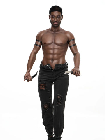 S1493-Femboy Ebony Male Silicone Sex Doll -Irontech Doll-176cm-40kg