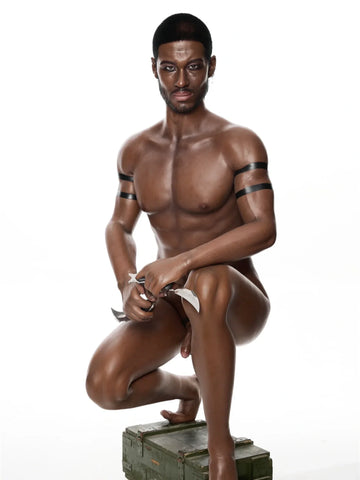 S1493-Femboy Ebony Male Silicone Sex Doll -Irontech Doll-176cm-40kg