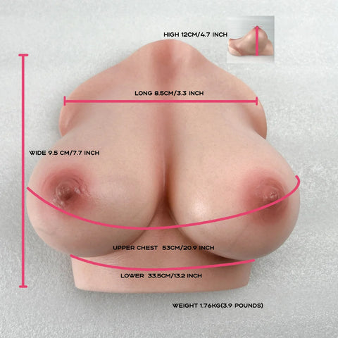 M32-Cinnamon Silicone Mammary Intercourse Sex Toy Titjob Boob Job Breast Sex Titty Fucking-3.9lb/Full Bust: 20.9inch