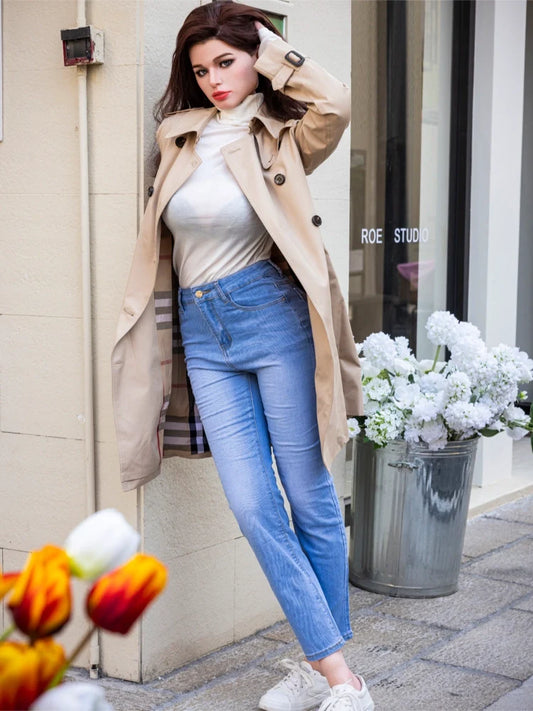 S606-171cm/5ft6 D Cup Silicone Sex Doll Christina Curvy Light Tan Beauty with Auburn Hair｜Starpery Doll