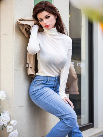 S606-171cm/5ft6 D Cup Silicone Sex Doll Christina Curvy Light Tan Beauty with Auburn Hair｜Starpery Doll