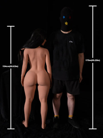 S3390-Black Big Boobs Silicone Head BBW Sex Doll with Tight Vagina & Anal Dual Use | Climax Doll Pro 154cm(5ft1)-32.4kg E Cup