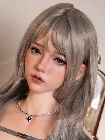 F155-ROS Free Hair Impants Real Oral Movable Jaw Silicone Sex Doll Head   | Meizaoren