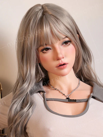 F155-ROS Free Hair Impants Real Oral Movable Jaw Silicone Sex Doll Head   | Meizaoren