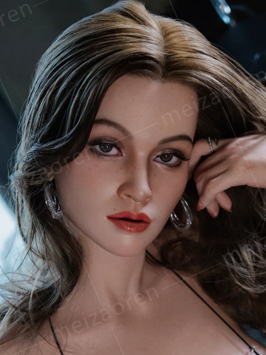 F154-ROS Free Hair Impants Real Oral Movable Jaw Silicone Sex Doll Head   | Meizaoren