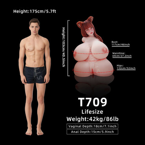 H5-Grace BBW Anime Sex Doll Torso with Huge Breast|Silicone Head Torso Pro Climax Doll| (86lb)