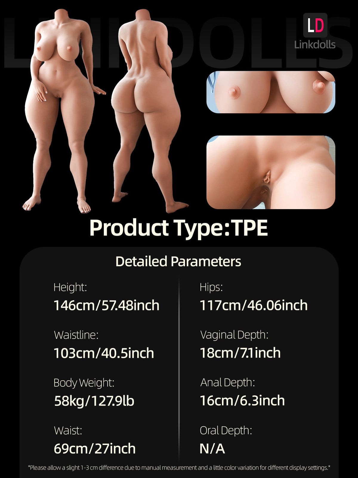 S294- Great Doggy Style Huge Butt TPE Sex Doll Body【Weight Loss】丨SY Doll 163cm(5.3ft) 58kg G Cup