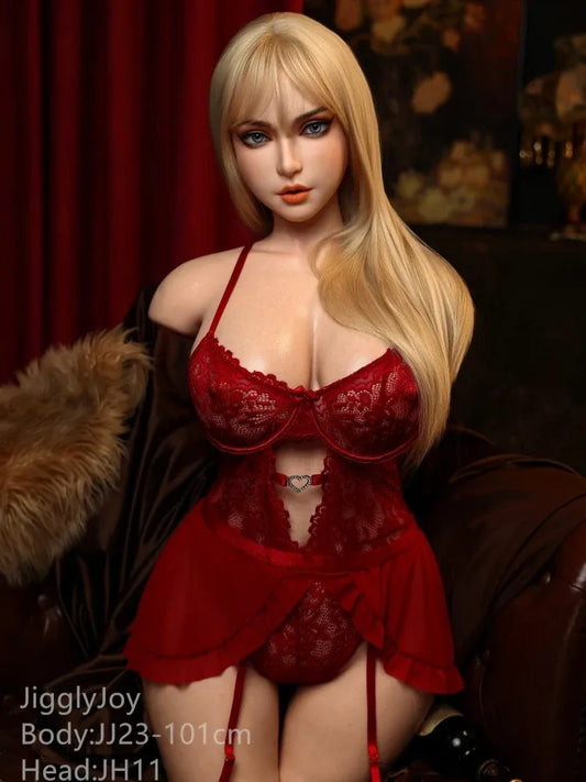 JIT001—101cm-27kg Flora F Cup Full Silicone Gel Butt Ultra Soft Torso Sex Doll ROS Head｜Jigglyjoy