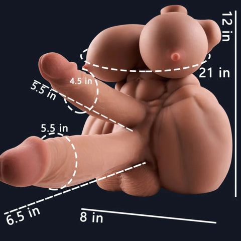 M274-shemale Sex Doll Torso Double Penis Femboy Hentai Cheap Male | MRL-8.82lb 6.5/5.5inch Dildo